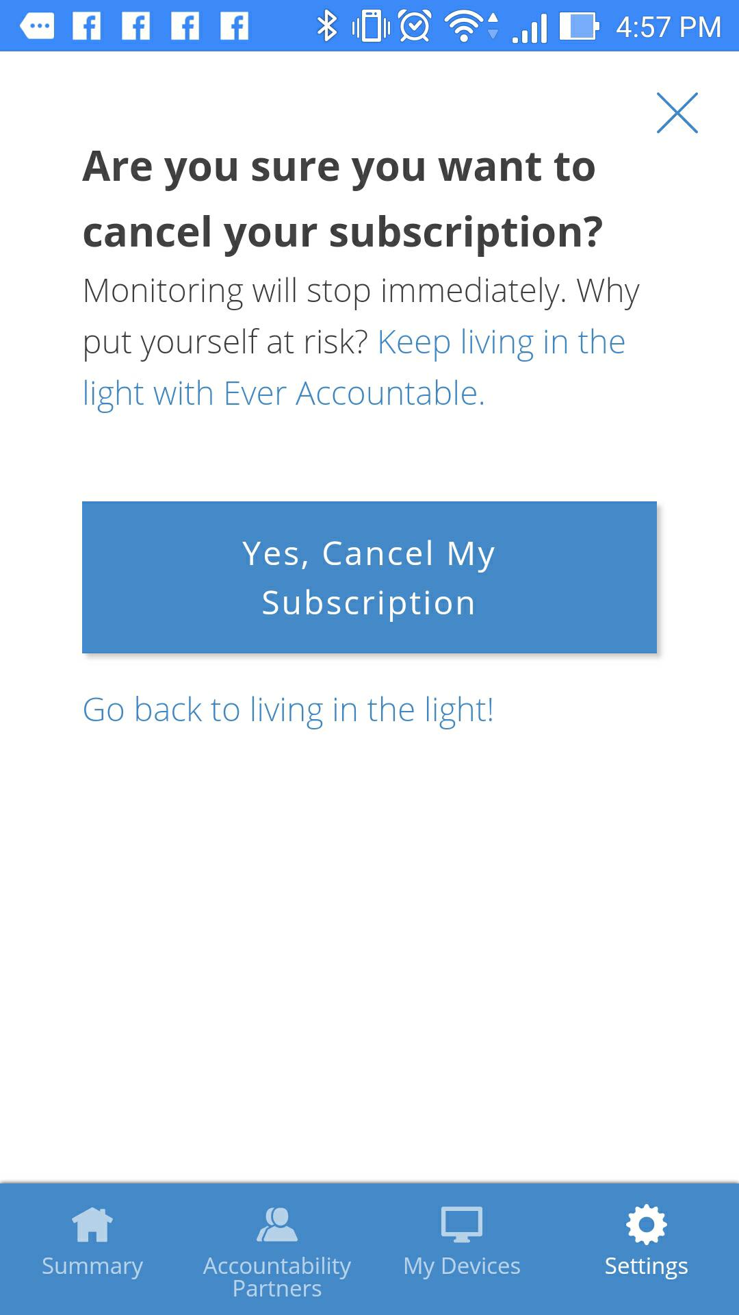 cancel accountable ever account subscription yes prompted tap button step
